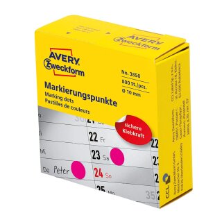 AVERY Zweckform Markierungspunkte 10 mm magenta Spender 800 Stück