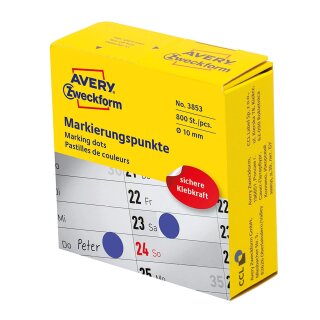 AVERY Zweckform Markierungspunkte 10 mm blau Spender 800 Stück