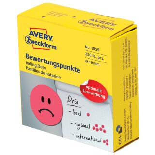 AVERY Zweckform Markierungspunkte Gesicht negativ rot 250 Stück