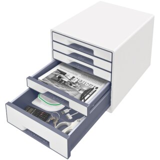 LEITZ Schubladenbox WOW CUBE 5 Schübe perlweiß/blau