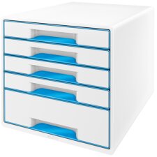 LEITZ Schubladenbox WOW CUBE 5 Schübe perlweiß/blau