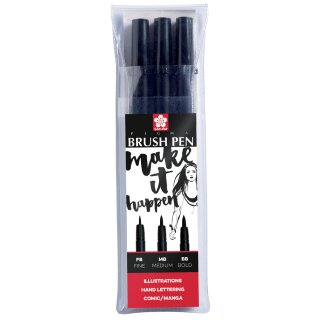 SAKURA Pinselstift PIGMA BRUSH 3er Etui schwarz
