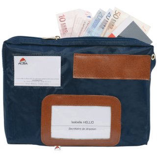 ALBA Banktasche "POCAIS" mit Dehnfalte aus Nylon blau (ohne Inhalt)
