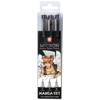 SAKURA Manga-Set PIGMA MICRON 3er Etui schwarz