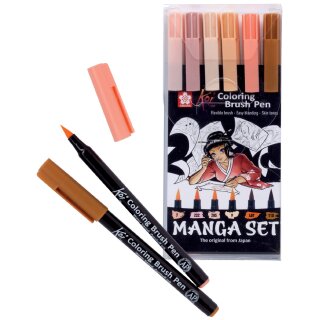 SAKURA Manga Set Koi Coloring Brush 6er Etui Hautfarbtöne