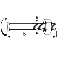 suki. Schlossschraube Flachrundkopf M6x50/20 mm Stahl verzinkt 25 Stück