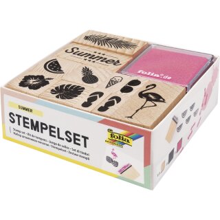 folia Motivstempel-Set "Summer" aus Holz 13-teilig