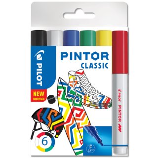 PILOT Pigmentmarker PINTOR fein 6er Set "CLASSIC MIX"
