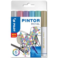 PILOT Pigmentmarker PINTOR fein 6er Set "METAL...