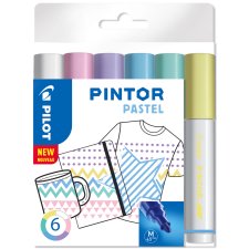 PILOT Pigmentmarker PINTOR medium 6er Set "PASTEL...