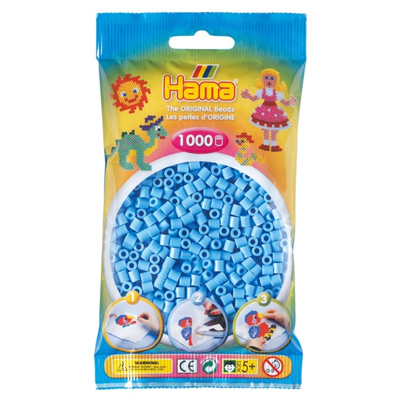 1000 Midi Bügelperlen Pastell-Blau 207-46 Ø 5 mm Hama Perlen Steckperlen Beads 