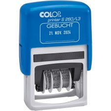 COLOP Datumstempel Printer S260/L3 "GEBUCHT" blau mit Textplatte