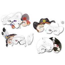 folia Kindermasken "Themen" aus Pappe 6 Motive sortiert
