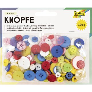 folia Knöpfe-Mix 100 g farbig sortiert