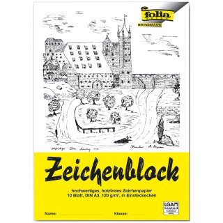 folia Zeichenblock DIN A4 120 g/qm 10 Blatt