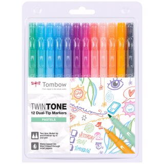 TOMBOW Doppelfasermaler "TwinTone" Pastell Colours 12er Set
