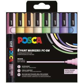 POSCA Pigmentmarker POSCA PC-5M 8er Box pastellfarben