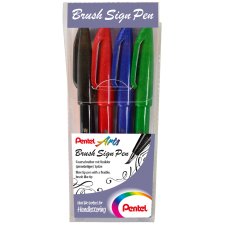 PentelArts Faserschreiber Brush Sign Pen 4er Etui Basic