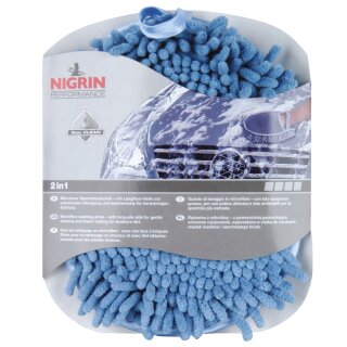 NIGRIN Performance Microfaser-Waschhandschuh zufällige Farbe (1 Stück)