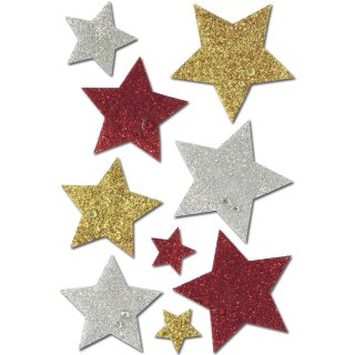 HERMA Weihnachts-Sticker MAGIC "Sterne bunt" glittery 1 Blatt à 9 Etiketten
