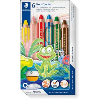 STAEDTLER Hexagonal-Buntstift Noris junior 6er Kartonetui + Spitzer
