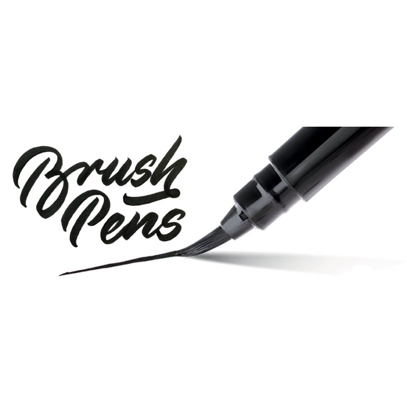 PentelArts Brush Pen Pinselstift Gehäuse schwarz/grau inkl 4 Patronen