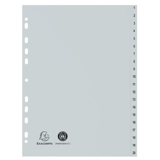 EXACOMPTA Kunststoff-Register 1-20 A4 20-teilig weiß