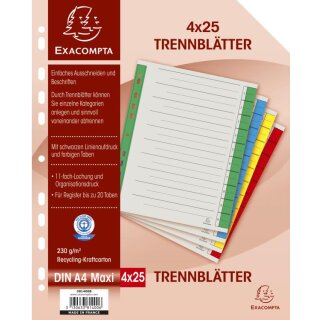 EXACOMPTA Trennblätter DIN A4 Überbreite grün