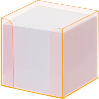 folia Zettelbox "Luxbox" mit Leuchtkanten orange bestückt  800 Blatt
