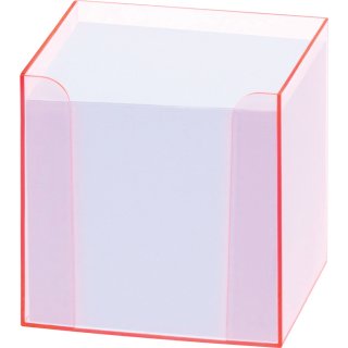 folia Zettelbox "Luxbox" mit Leuchtkanten pink bestückt 800 Blatt