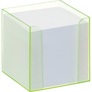 folia Zettelbox "Luxbox" mit Leuchtkanten grün bestückt 800 Blatt