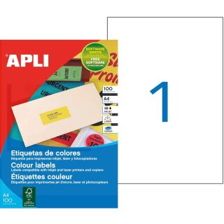 APLI Adress-Etiketten 210 x 297 mm neon orange 100 Etiketten