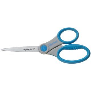 WESTCOTT Schere Microban Softgrip Länge 155 mm grau / blau rostfrei asymmetrisch