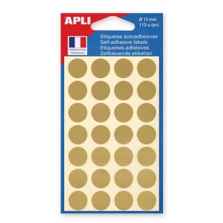 APLI Markierungspunkte rund selbstklebend gold 112 Stück 15 mm