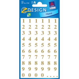 AVERY Zweckform Z-Design Zahlen-Sticker 2 Blatt á 62 Sticker