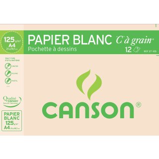 CANSON Zeichenpapier "C" à Grain DIN A4 125 g/qm 12 Blatt
