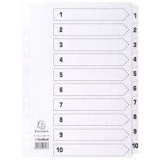 EXACOMPTA Karton-Register 1-10 DIN A4 weiß 10-teilig