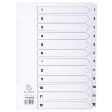 EXACOMPTA Karton-Register 1-12 DIN A4 weiß 12-teilig