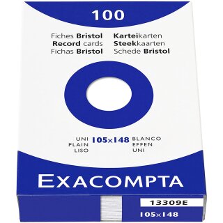 EXACOMPTA Karteikarten DIN A6 blanko weiß 100 Karteikarten
