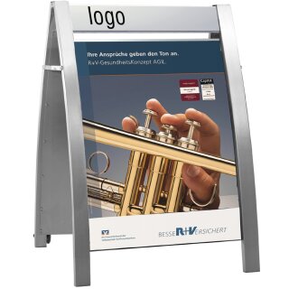 kerkmann Plakatständer Boston II DIN A1 alusilber fahrbar Speditionsversand