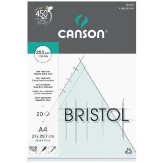 CANSON Zeichenkartonblock Bristol DIN A4 250 g/qm weiß 20 Blatt
