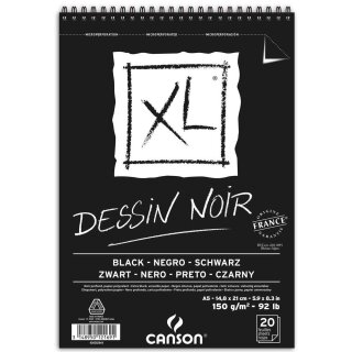 CANSON Skizzen und Studienblock XL Black DIN A5 schwarz 20 Blatt