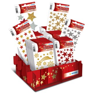 HERMA Weihnachts-Sticker MAGIC "Glittery Sterne" Display 60 Packungen