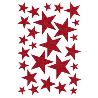 HERMA Weihnachts-Sticker MAGIC "Sterne rot" glittery 1 Blatt à 26 Sticker