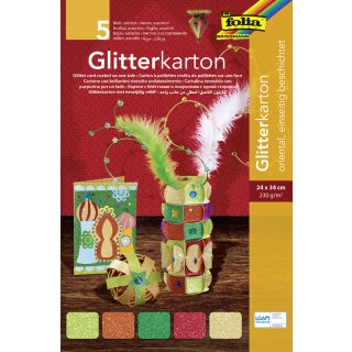 folia Glitterkarton "Oriental" 240 x 340 mm 300 g/qm 5 Bögen