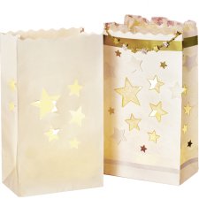 folia Lichtertüten "Sterne" klein aus Papier weiß 5 Stück