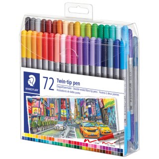 STAEDTLER Doppel-Fasermaler Twin-tip 72er Kunststoff-Etui