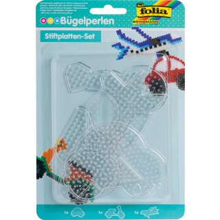 folia Bügelperlen Stiftplatten FAHRZEUGE sortiert 3 Stiftplatten