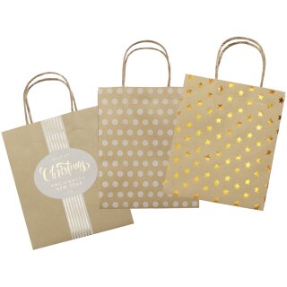 folia Papiertüten "Weihnachten" Kraftpapier groß 12 Stück