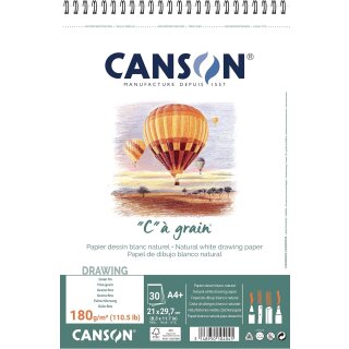 CANSON Zeichenpapier-Spiralblock "C" à grain A4 180 g/qm 30 Blatt